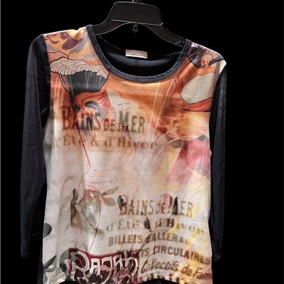 Susan Lawrence Black and Multicolor Artistic Top size M - Picture 2 of 6